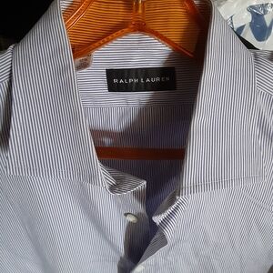 Ralph Lauren Men's Black Lapek: White and Gray Pinstripe Dress Shirt